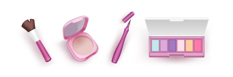 Makeup products 3d icon set. Stock Illustration