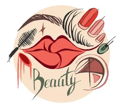 Makeup products realistic vector illustration. Facial cosmetics isolated on a Stock Illustration
