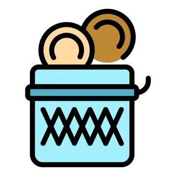 Makeup removing cotton pads falling into small container Stock Illustration