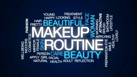 Makeup routine animated word cloud, text design animation. Stock Footage 74782253