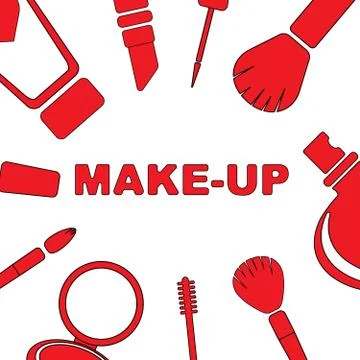 Makeup set of cosmetics Stock Illustration
