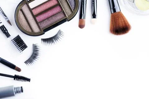 Makeup set isolated over white Fotos Stock