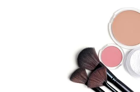 Makeup set isolated on white background. Make up Stock Photos