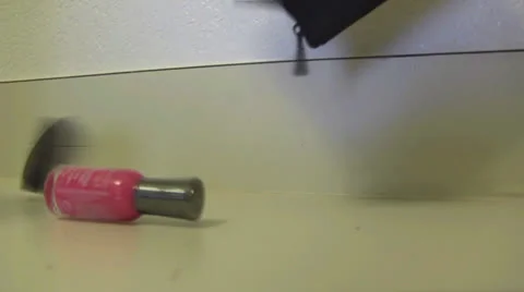 Makeup spilling out onto counter 스톡 동영상 25158033