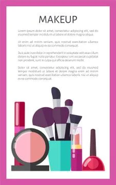Makeup Tools and Decorative Elements Promo Poster Stock Illustration