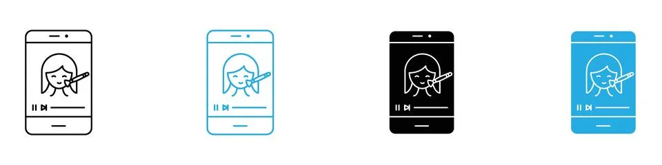 Makeup Tutorial Video Icon Ideal for Beauty Education and How-To Guides Stock Illustration