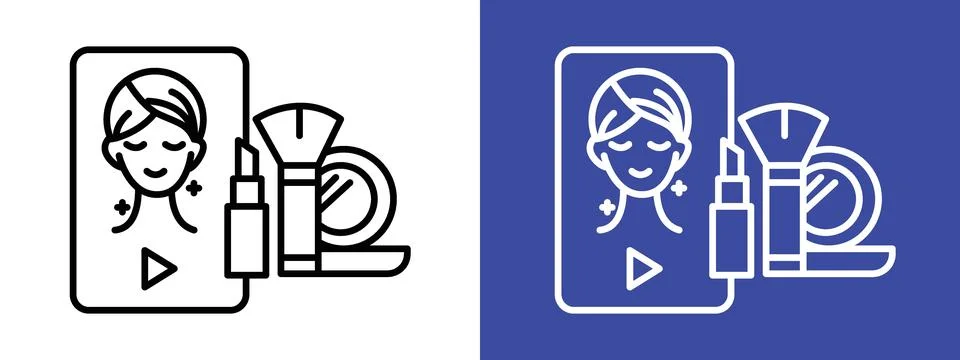 Makeup Tutorial Video Icon Ideal for Beauty Education and How-To Guides Stock Illustration