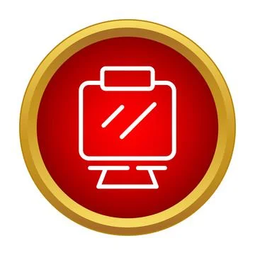 Makeup vanity mirror line icon in red and gold Stock Illustration