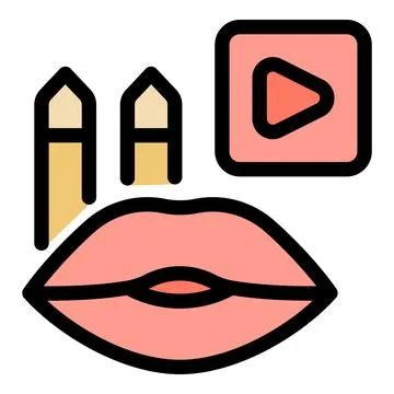 Makeup video tutorial showing applying lip pencil and lipstick Stock Illustration