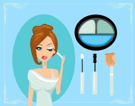 Makeup.make-up.eyes hadows. eye shadow brush Stock Illustration