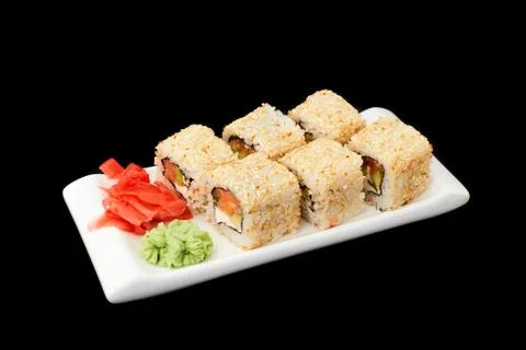 Maki set isolated on black background Stock Photos