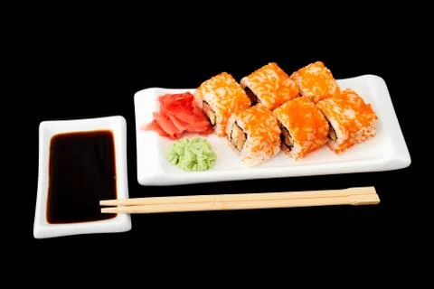Maki set isolated on black background Stock Photos