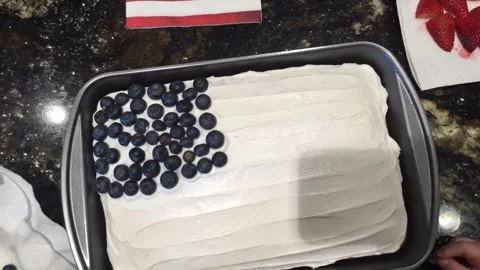 Making a 4th of July Cake Stock Footage 231524516
