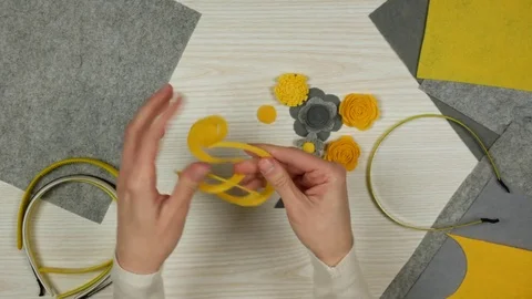 Making accessories on the head at home. Stock Footage 84790343