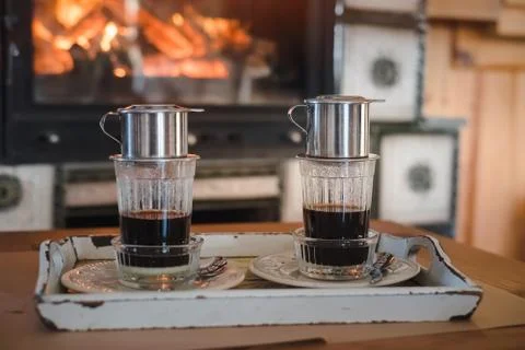 Making alternative vietnamese coffee Stock Photos