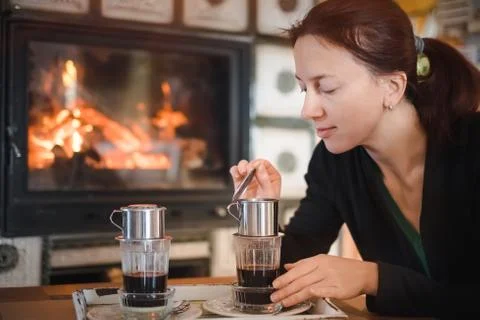 Making alternative vietnamese coffee Stock Photos