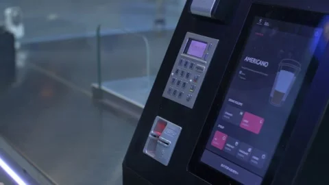 Making Americano in Coffee Vending Machine Video Stock Footage 274157394