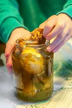 Making and coloring Easter eggs at home in Switzerland Stock Photos