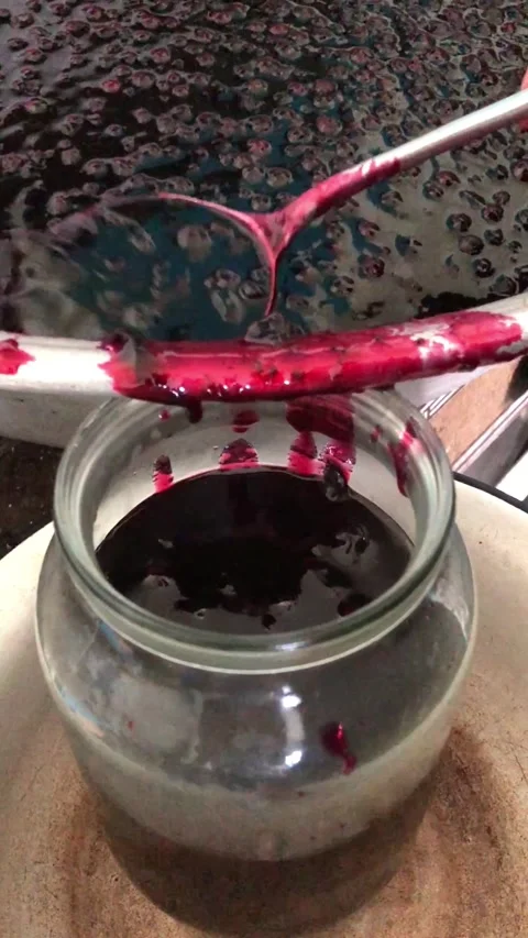 Making and packaging currant jam in a home kitchen. Stock-Footage 341683088