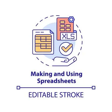 Making and using spreadsheets concept icon 库存插图