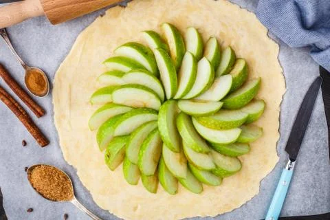 Making apple galette Stock Photos