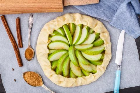 Making apple galette Stock Photos