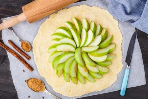 Making apple galette Stock Photos