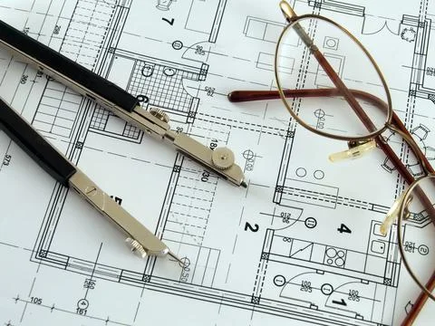 Making architectural plan Fotos de archivo