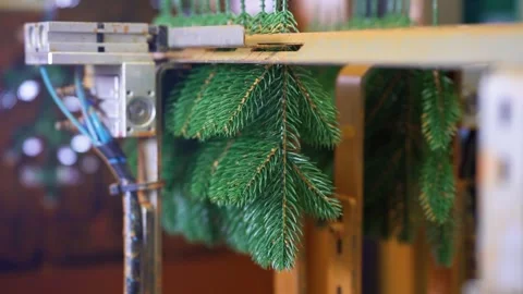Making artificial Christmas trees. Plastic New Year's Tree Stock Footage 260414627