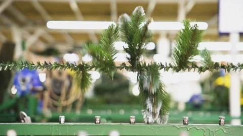Making artificial Christmas trees. Plastic New Year's Tree Stock Footage 260415160