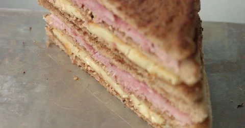 Making an artisan ham and cheese sandwich Stock Footage 80553396