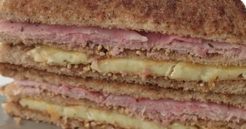 Making an artisan ham and cheese sandwich Stock Footage 80553409
