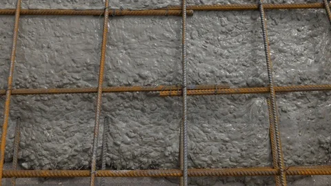 Making background for a new building with cement and steel wire Stock Footage 125527992