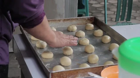 Making Bakpia Cake Dough Stock Footage 300419029