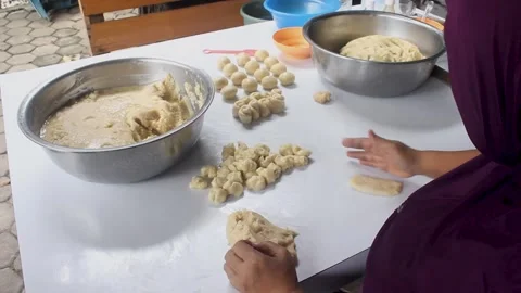 Making Bakpia Cake Dough Stock Footage 300419807