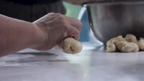 Making Bakpia Cake Dough Stock Footage 300419836