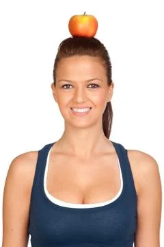 Making balancing with an apple Stock Photos