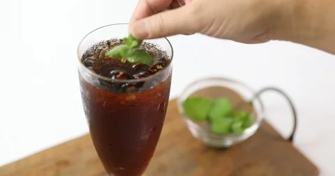 Making balsamic ade with balsamic vinegar and sparkling water Stock Footage 112037635