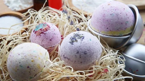 Making bath fizz bombs at home concept. Video stock 150113086