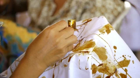Making batik 2 Stock Footage 7729429