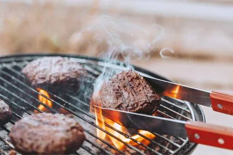Making BBQ on a Backyard Stock Photos