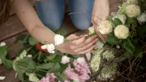 Making beautiful floral composition Stock Footage 73715586