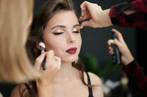 Making beauty make up Stock Photos
