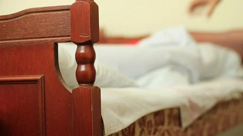 Making bed after sleeping Stock Footage 87224467