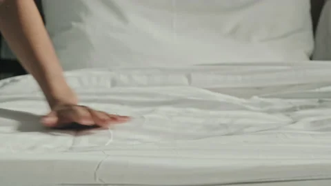 Making Bed in Hotel Stock Footage 158388274