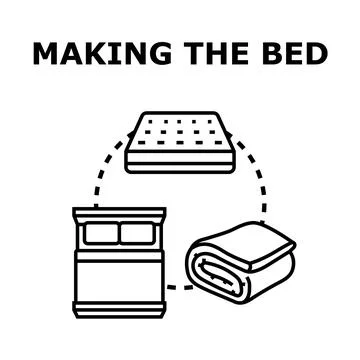Making the bed process house routine concept Stock Illustration