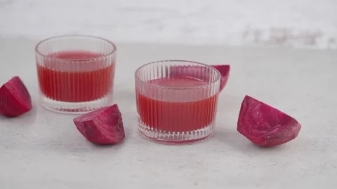 Making beetroot juice with fresh ingredients in simple steps Stock Footage 329537968
