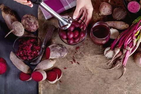 Making a beetroots juice Stock Photos