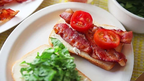 Making a BLT from overhead Stock-Footage 77194248