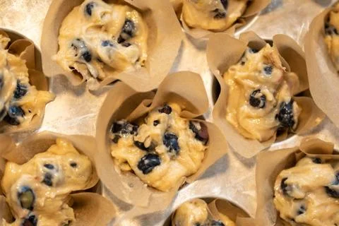 Making blueberry muffins from scratch Stock Photos